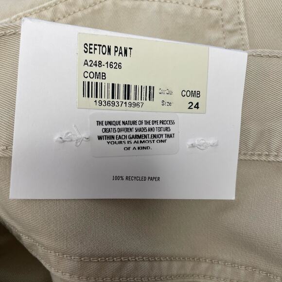 NWT AGOLDE Sefton Pant in Comb Cream Pure Cotton Womens Size 24 - Picture 7 of 10